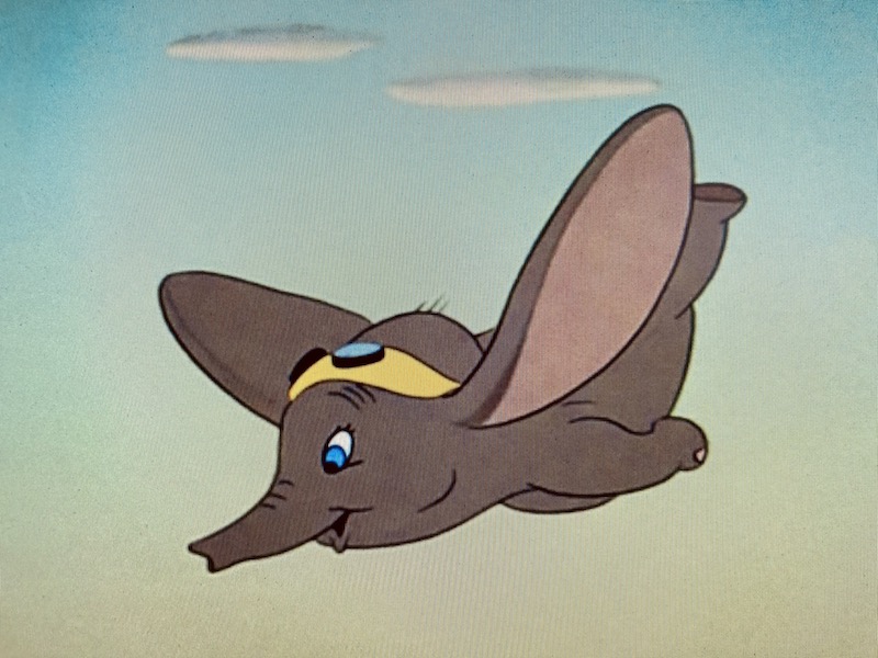 Dumbo, flying without his magic feather