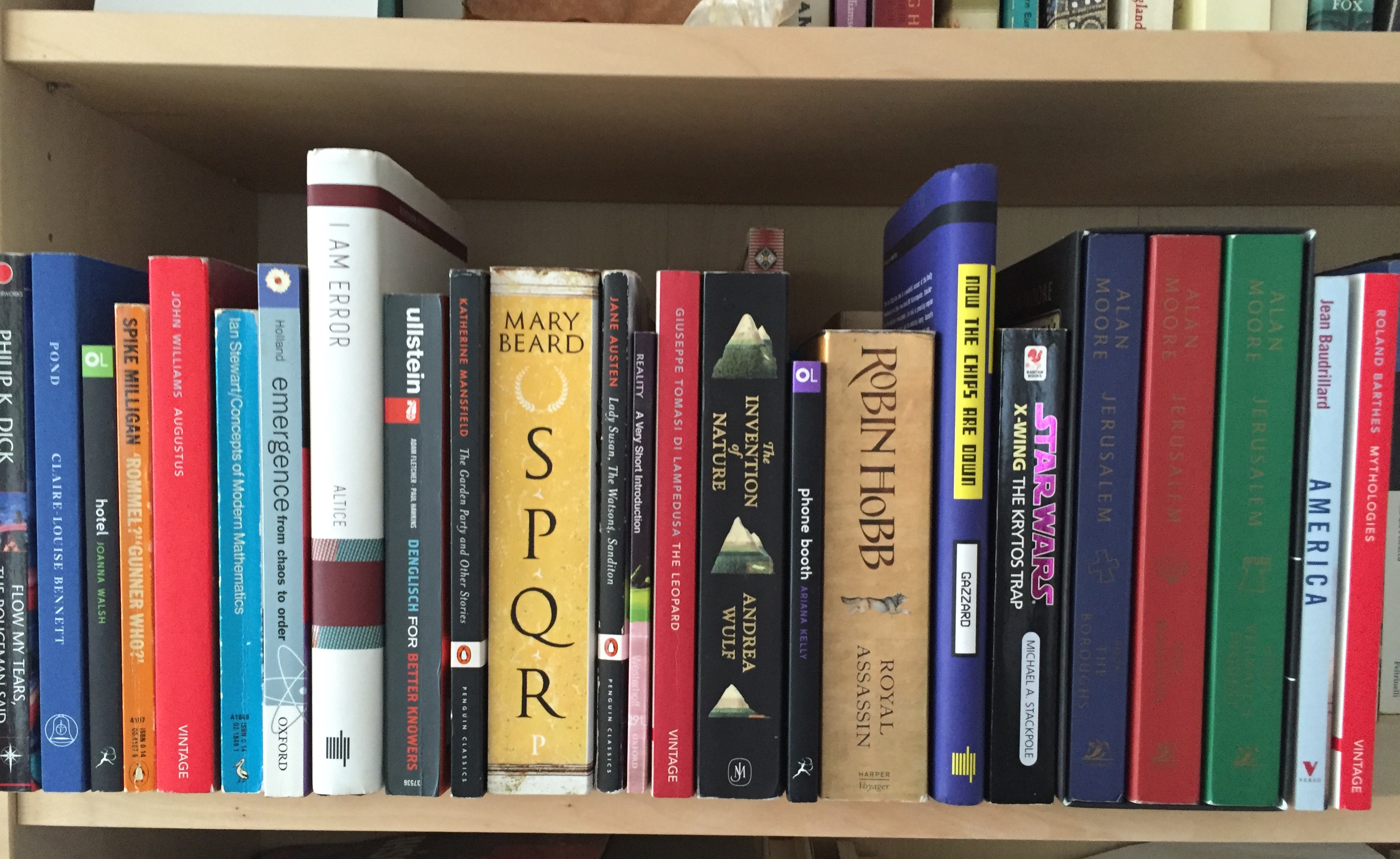 22 books on a shelf