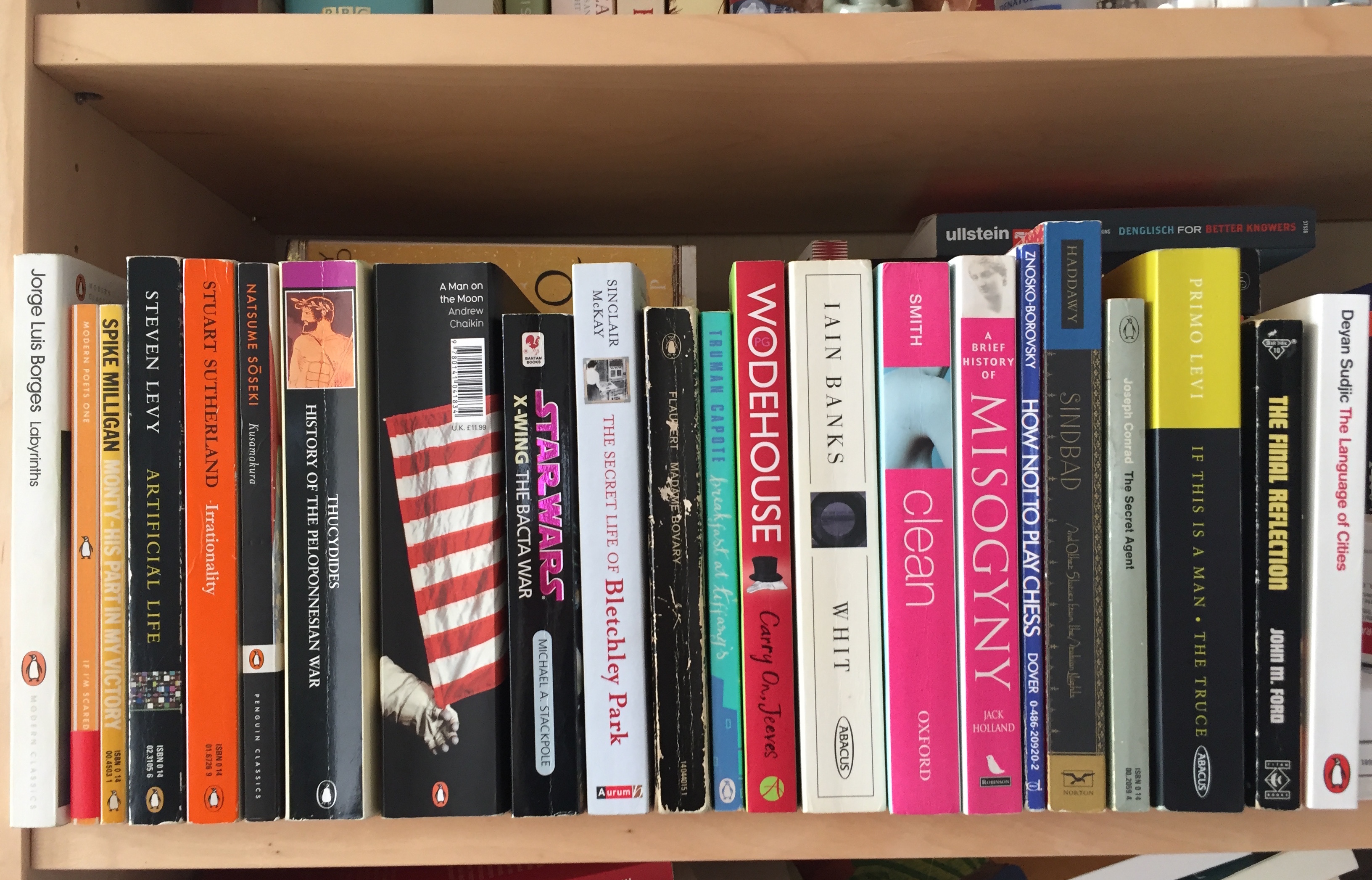 22 books on a shelf